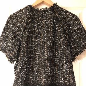 Zara tweed frill top